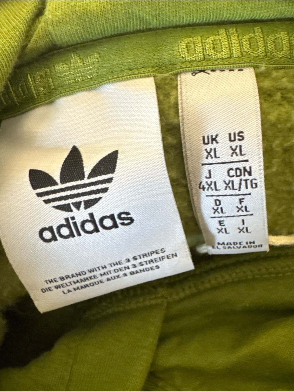 Adidas olive green Originals Essentials Trefoil Hoodie Size XL Sweatshirt - Picture 6 of 8